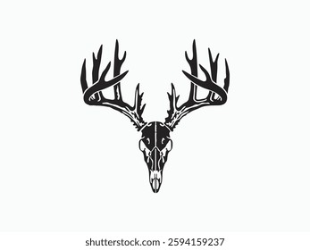 Skelton vintage deer head with antlers, free vector art 