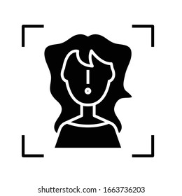 Icono negro de mente escéptica, ilustración conceptual, símbolo plano vectorial, signo de glifo.