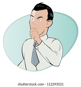 cético homem de desenhos animados