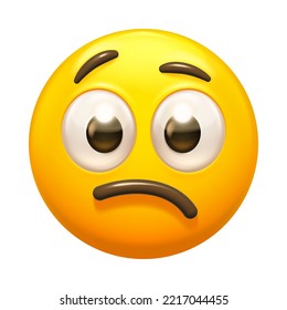 Skeptical emoji. Incredulous emoticon with raised eyebrow 3D vector icon