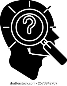 Skeptical Inquiry Icon - Black Filled Style - Critical Thinking Theme