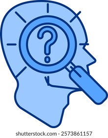 Skeptical Inquiry Icon - Lineal Blue Style - Critical Thinking Theme