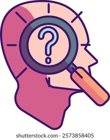 Skeptical Inquiry Icon - Lineal Color Style - Critical Thinking Theme