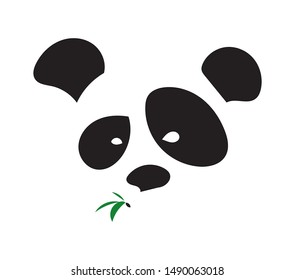 Skeptical Panda Chews Bamboo. White background