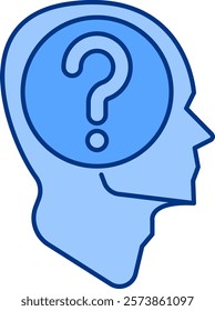 Skepticism Icon - Lineal Blue Style - Critical Thinking Theme