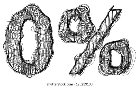 Sketch of 0 percent over white background