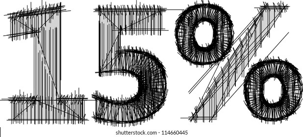 Sketch of 15 percent over white background