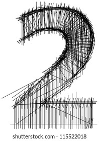Sketch of a 2 over white background