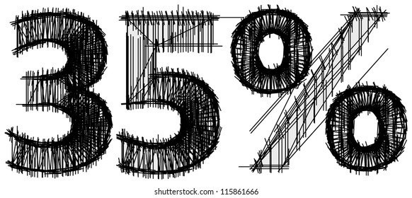 Sketch of 35 percent over white background