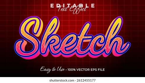 Sketch 3d logo template editable text effect style