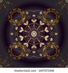 Sketch abstract background. Vector illustration. Oriental vector classic gray, purple and brown and golden pattern.
