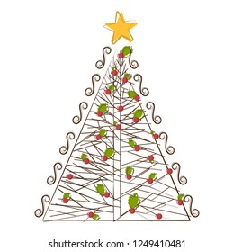Sketch of an abstract christmas tree. Vector illustration design