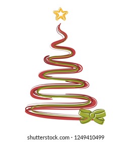 Sketch of an abstract christmas tree. Vector illustration design