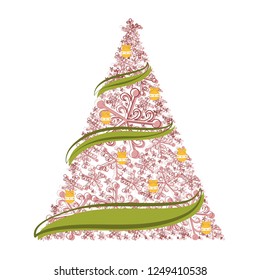 Sketch of an abstract christmas tree. Vector illustration design