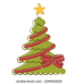 Sketch of an abstract christmas tree. Vector illustration design