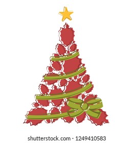 Sketch of an abstract christmas tree. Vector illustration design