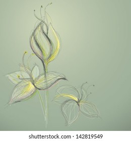 Sketch of abstract flowers / Vector illustration