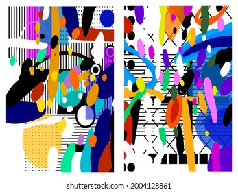 Sketch abstract set rough background on colorful vector illustration.