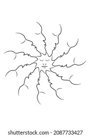 sketch of abstract sun, draw mystic sun of faces, vector Illustration