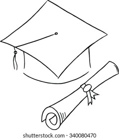 Sketch  Academic Hat  and Diploma