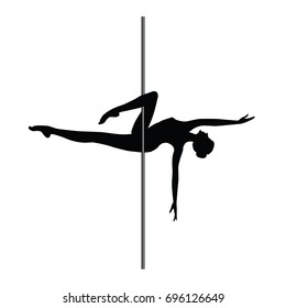 Sketch aerobics pole - woman - isolated on white background - art creative illustration vector