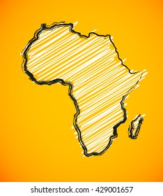 Sketch African Continent Africa Map 