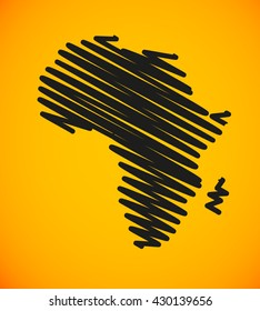 Sketch African Continent Flat Icon Image. Africa Background Picture. Vector Silhouette