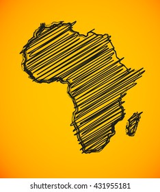 Sketch African Continent Flat Icon Image. Africa Background Picture. Vector Silhouette