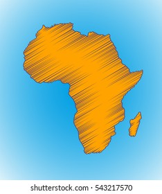 Sketch African continent Flat icon Image. Africa background Picture. Vector Silhouette