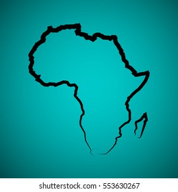 Sketch African continent Flat icon Image. Africa background Picture. Vector Silhouette