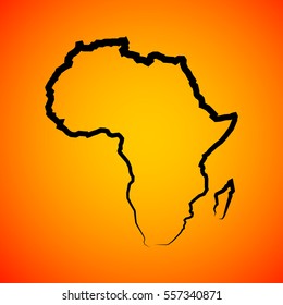 Sketch African continent Flat icon Image. Africa background Picture. Vector Silhouette