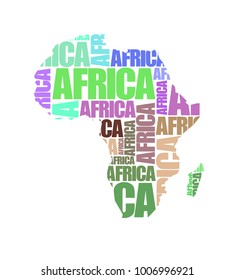 Sketch african letter text continent Flat icon version Image. Africa word background Picture. Vector african continent letter book Silhouette