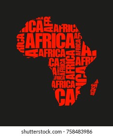 Sketch african letter text continent Flat icon version Image. Africa word background Picture. Vector african continent letter book Silhouette