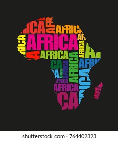 Sketch african letter text continent Flat icon version Image. Africa word background Picture. Vector african continent letter book Silhouette