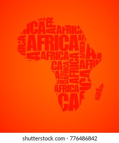 Sketch african letter text continent Flat icon version Image. Africa word background Picture. Vector african continent letter book Silhouette
