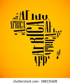 Sketch African text continent Flat icon version Image. Africa word background Picture. Vector book Silhouette