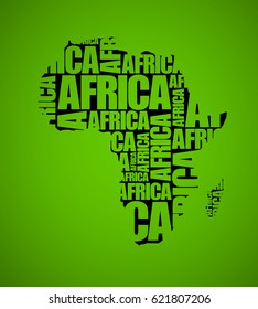 Sketch African text continent Flat icon version Image. Africa word background Picture. Vector book Silhouette