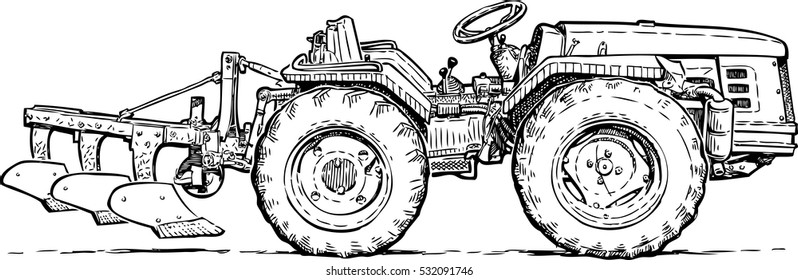 sketch of agricultural tractor