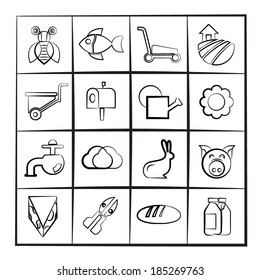 sketch agriculture and farm icons