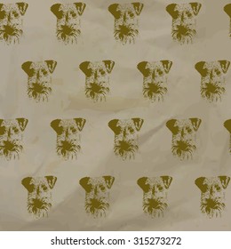 Sketch airedale terrier in vintage style, vector seamless pattern. 