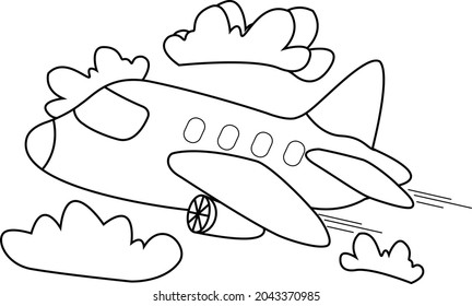 Sketch Airplane Flying High Speed Towards Stock Vector (Royalty Free ...