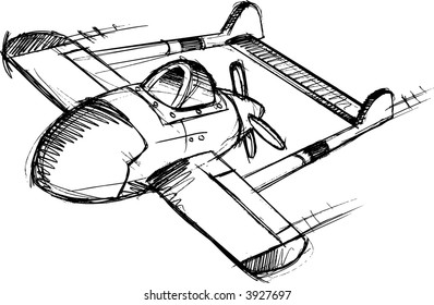 Sketch of Airplane Vector Illustration