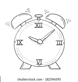 sketch of the alarm clock on white background, isolated