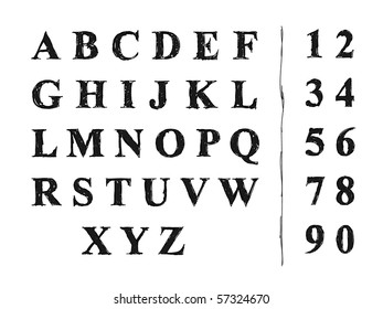Sketch alphabet. Font.