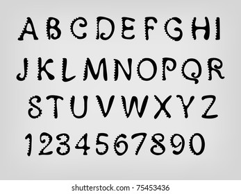Sketch alphabet. Font.