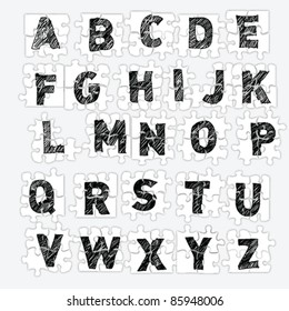 Sketch Alphabet jigsaw vector