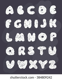 sketch alphabet on chalkboard