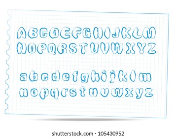 Sketch alphabet vector doodle