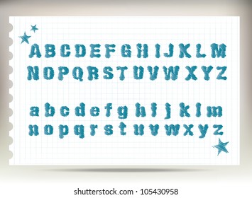 Sketch alphabet vector doodle