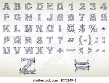 Sketch Alphabet. Vector Illustration